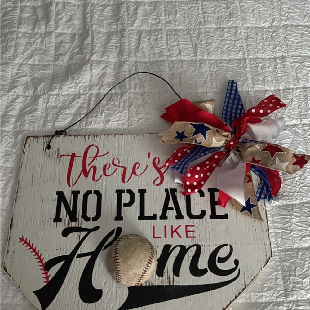 Home Plate Door Hanger Decor with Bow